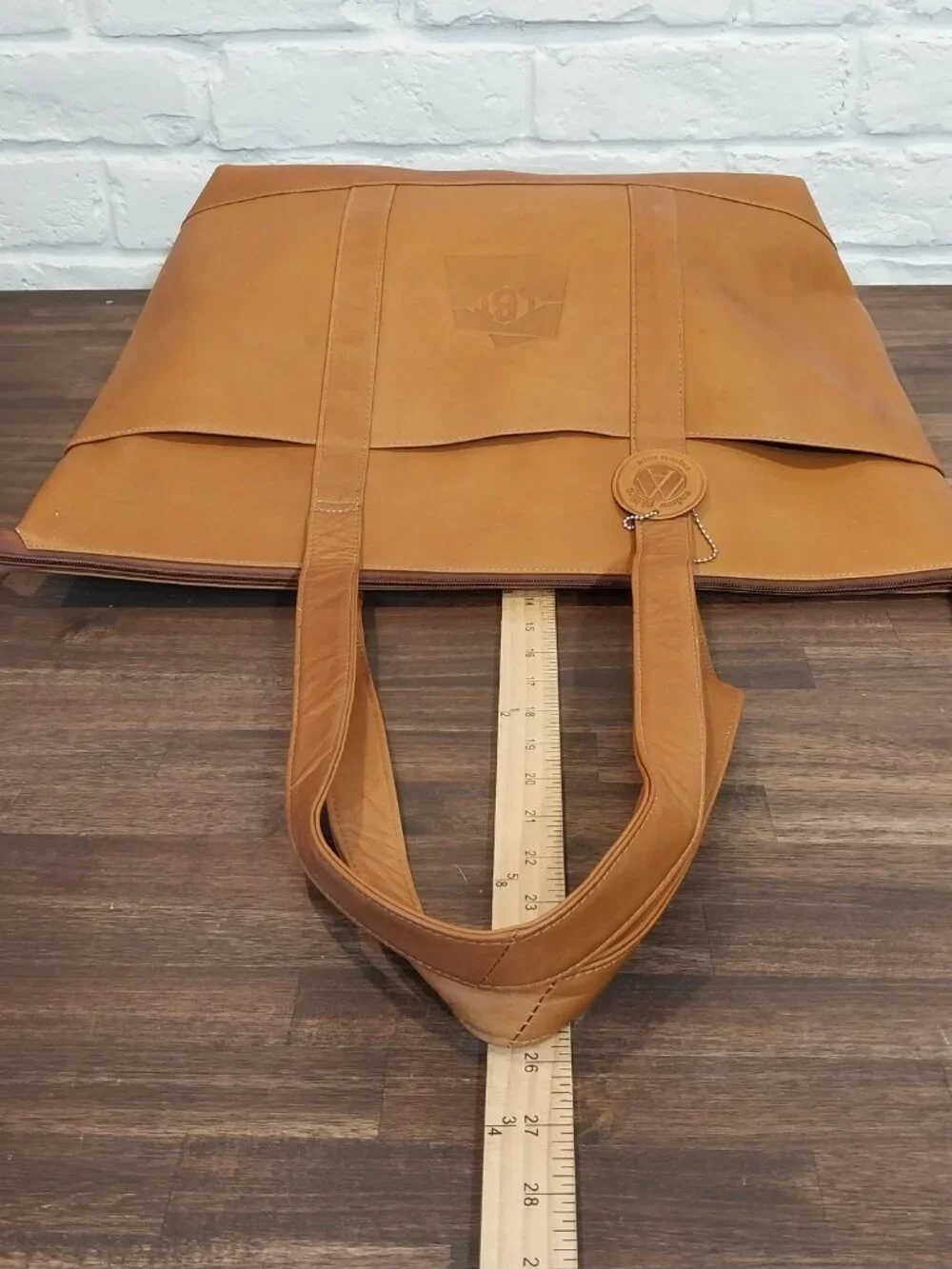 Genuine Leather Tote Bag Large Tan Shoulder Shopper Work Travel Purse Pockets